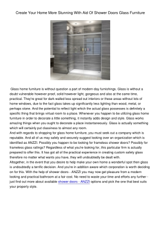 Create Your Home More Stunning With Aid Of Shower Doors Glass Furniture