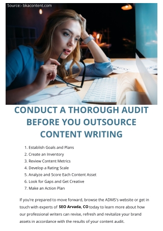 CONDUCT A THOROUGH AUDIT BEFORE YOU OUTSOURCE CONTENT WRITING