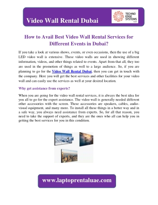 How to Avail Best Video Wall Rental Services for Different Events in Dubai?