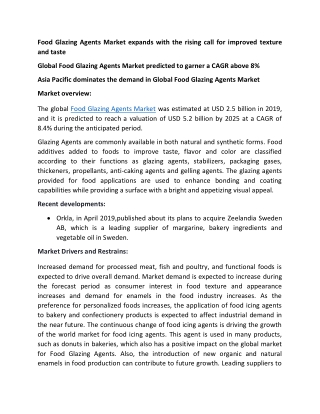 Asia Pacific dominates the demand in Global Food Glazing Agents Market