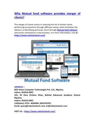 Why Mutual fund software provides merger of clients?