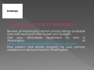 Condominium for rent in Washington