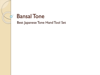 Bansal Tone- Japanese Tool Box Set