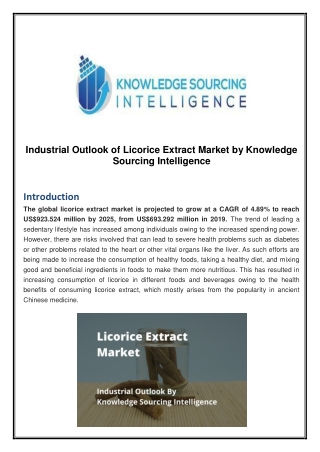 Industrial Outlook of Licorice Extract Market by Knowledge Sourcing