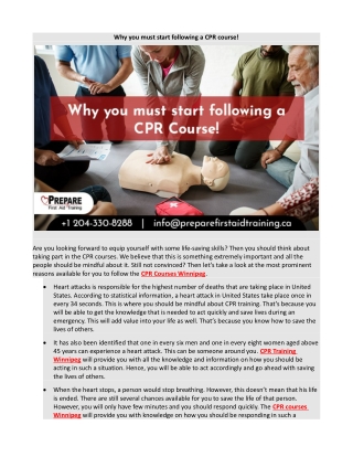 Why you must start following a CPR course!