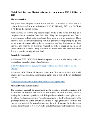 Feed Enzymes Market Analysis Report on Size and Growth to 2025