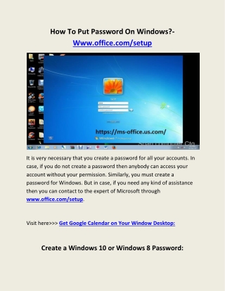 How To Put Password On Windows?-Www.office.com/setup