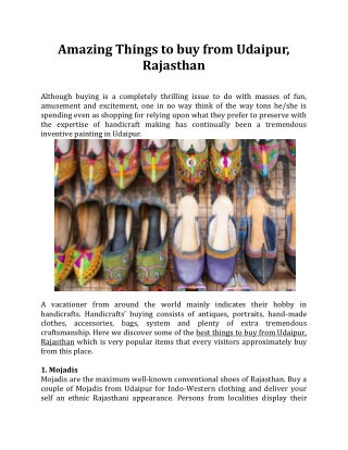 Amazing Things to buy From Udaipur