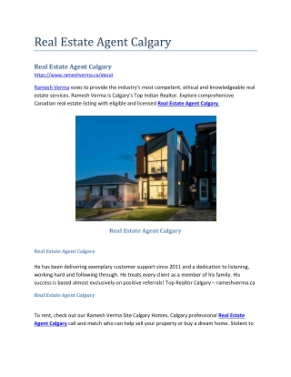 Real Estate Agent Calgary
