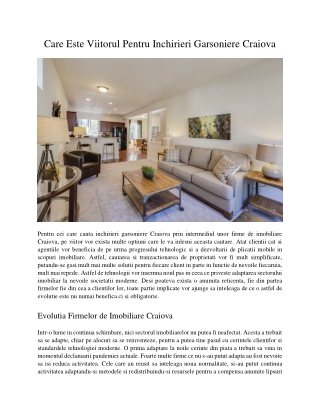 Care Este Viitorul Pentru Inchirieri Garsoniere Craiova