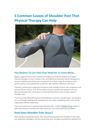 5 Common Causes of Shoulder Pain That Physical Therapy Can Help