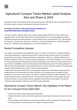 Agricultural Compact Tractor Market Demand, News and Size 2024