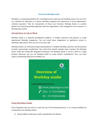 Overview of Workday studio