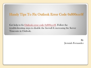 Handy Tips To Fix Outlook Error Code 0x800ccc0f