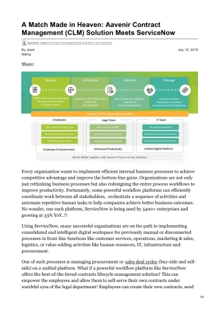 A Match Made in Heaven: Aavenir Contract Management (CLM) Solution Meets ServiceNow