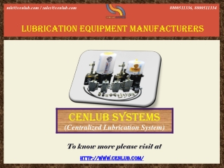 Best Lubrication Equipment Manufacturers In India