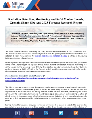 Radiation Detection, Monitoring and Safety Market 2020 Driving Factors, Industry Growth, Key Vendors And Forecasts To 20