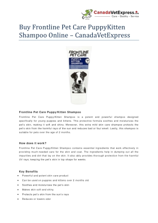 Buy Frontline Pet Care PuppyKitten Shampoo Online - CanadaVetExpress