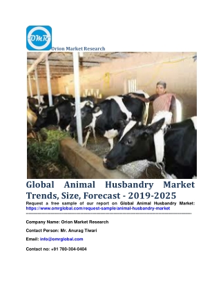 Global Animal Husbandry Market Trends, Size, Forecast - 2019-2025