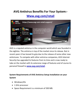 AVG Antivirus Benefits For Your System:-Www.avg.com/retail