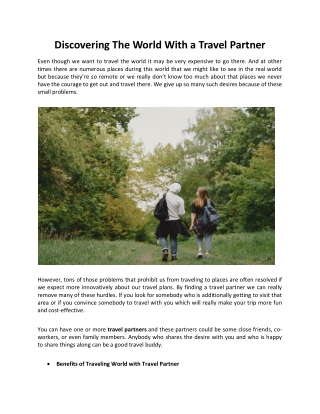 Discovering The World With a Travel Partner