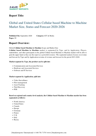 Cellular Based Machine to Machine Market Size, Status and Forecast 2020-2026