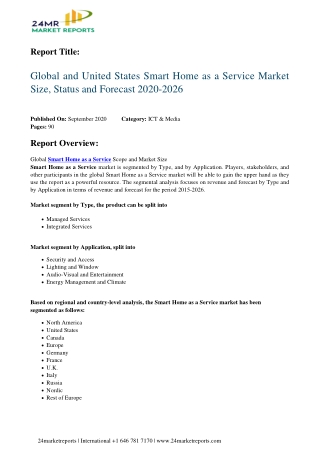 Smart Home as a Service Market Size, Status and Forecast 2020-2026