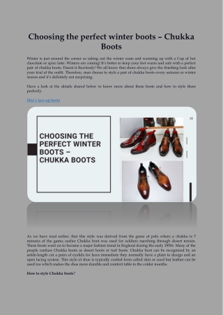 Choosing the perfect winter boots – Chukka Boots