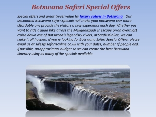 Botswana Safari Special Offers