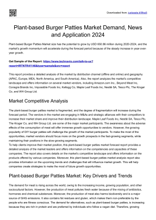 Plant based Burger Patties Market Analysis Report 2024