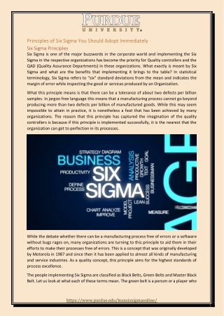 Principles of Six Sigma You Should Adopt Immediately