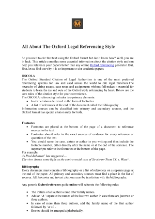 All About The Oxford Legal Referencing Style