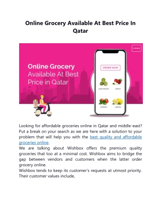 Online Grocery Available At Best Price In Qatar