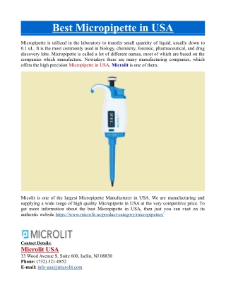 Best Micropipette in USA