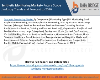 Synthetic Monitoring Market– Future Scope ,Industry Trends and Forecast to 2026