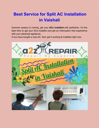 Best Service for Split AC Installation in Vaishali