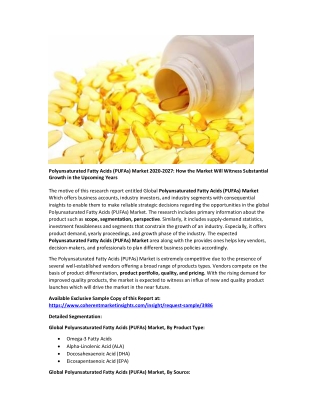 Polyunsaturated Fatty Acids (PUFAs) Market