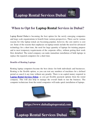 When to Opt for Laptop Rental Services in Dubai?