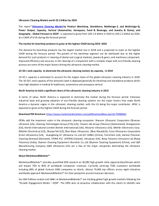 Ultrasonic Cleaning Market Size, Share, and Industry Analysis and Market Forecast to 2024