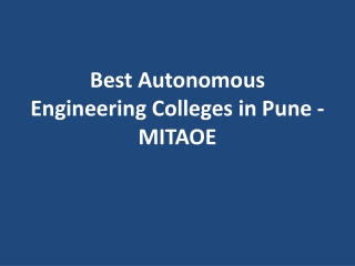 Best Autonomous Engineering Colleges in Pune - MITAOE