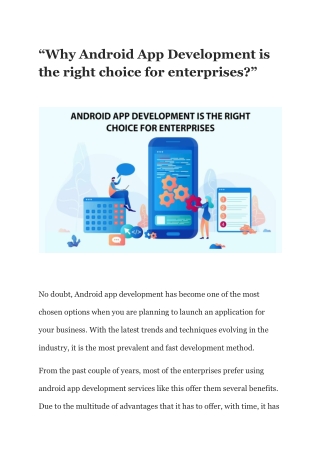 “Why Android App Development is the right choice for enterprises?”