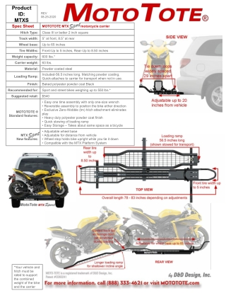 Spec Sheet for MotoTote MTX Sport Carrier