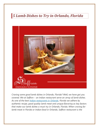 5 Lamb Dishes to Try in Orlando, Florida