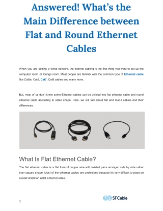 Main Difference between Flat and Round Ethernet Cables -  SF Cable