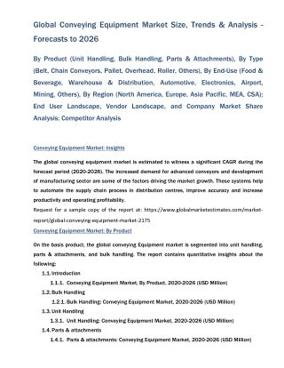 Global Conveying Equipment Market Size, Trends & Analysis - Forecasts to 2026