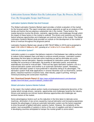 Lubrication Systems Market Size By Lubrication Type, By Process, By End-User, By Geographic Scope And Forecast