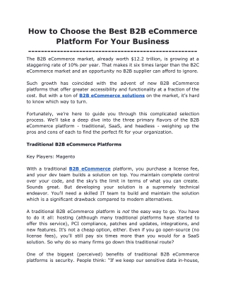 How to Choose the Best B2B eCommerce Platform For Your Business