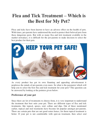 Flea and Tick Treatment – Which is the Best for My Pet?