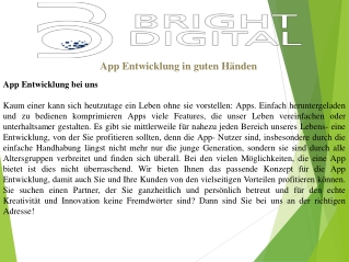 App Entwicklung in guten Händen