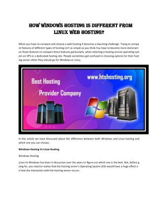 How windows hosting is different from Linux web hosting?